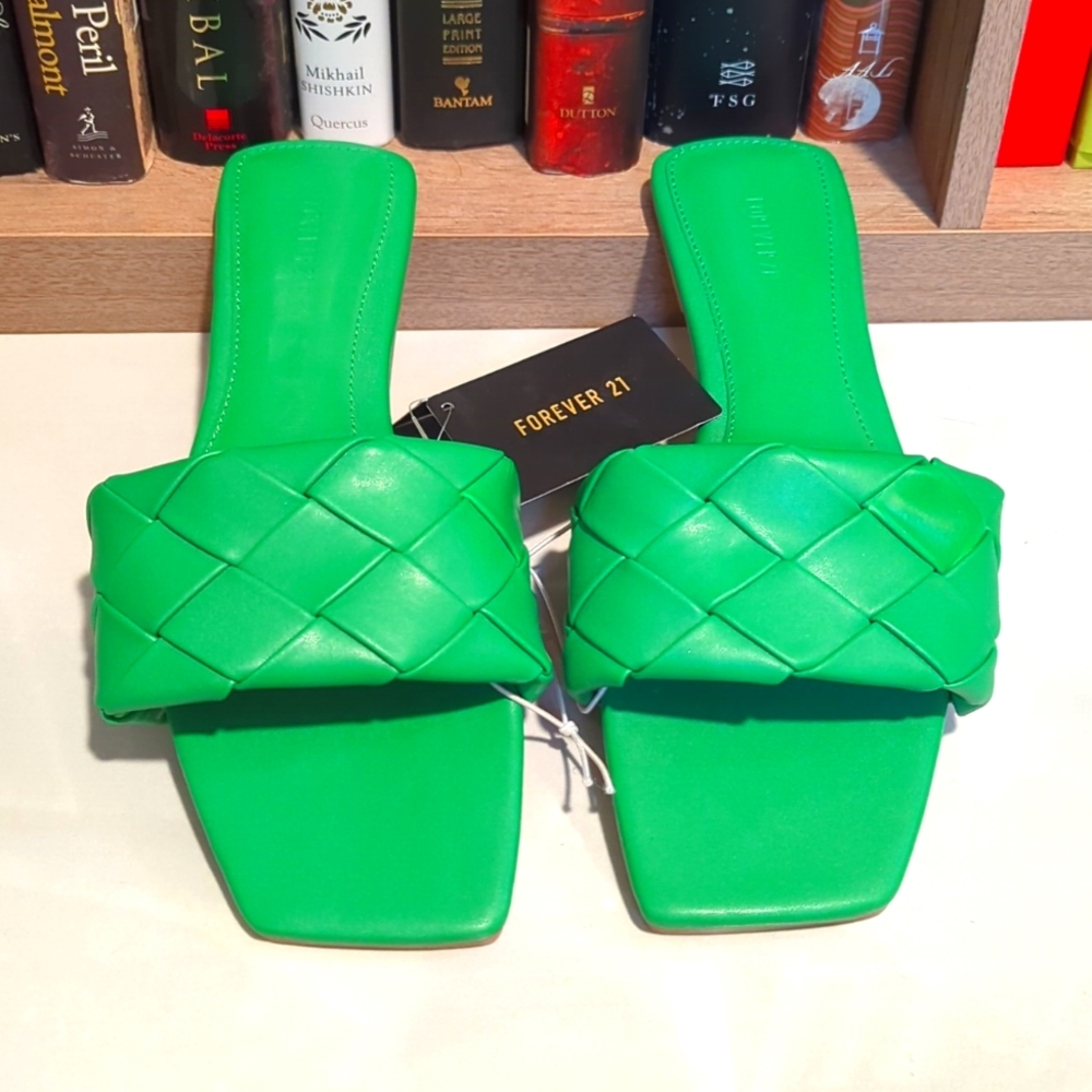Green flat sandals